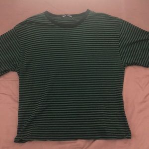 Brandy Melville Green and Black striped t shirt